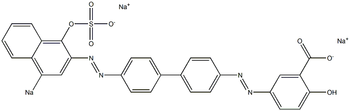 2-Hydroxy-5-[[4'-[(1-hydroxy-4-sodiosulfo-2-naphthalenyl)azo]-1,1'-biphenyl-4-yl]azo]benzoic acid sodium salt Struktur