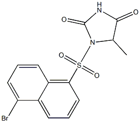 5-Methyl-1-[(5-bromo-1-naphtyl)sulfonyl]imidazolidine-2,4-dione Struktur