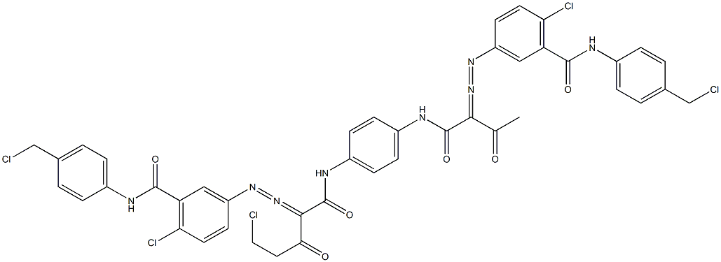 3,3'-[2-(Chloromethyl)-1,4-phenylenebis[iminocarbonyl(acetylmethylene)azo]]bis[N-[4-(chloromethyl)phenyl]-6-chlorobenzamide] Struktur