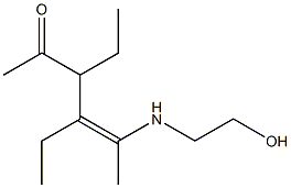 3,4-Diethyl-2-[(2-hydroxyethyl)amino]-2-hexen-5-one Struktur