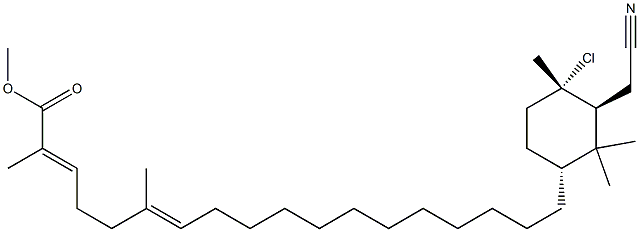 (1S,2S,4R)-1-Chloro-2-(cyanomethyl)-1,3,3-trimethylcyclohexane-4-[(2E,6E)-2,6-dimethyl-2,6-octadecadienoic acid methyl] ester Struktur