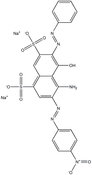 4-Amino-5-hydroxy-3-[(4-nitrophenyl)azo]-6-(phenylazo)naphthalene-1,7-disulfonic acid disodium salt Struktur