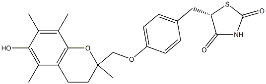 (S)-5-[4-(6-Hydroxy-2,5,7,8-tetramethylchroman-2-ylmethoxy)benzyl]thiazolidine-2,4-dione Struktur