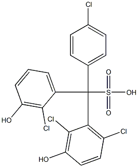 (4-Chlorophenyl)(2-chloro-3-hydroxyphenyl)(2,6-dichloro-3-hydroxyphenyl)methanesulfonic acid Struktur