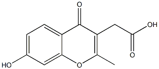 2-(7-Hydroxy-2-methyl-4-oxo-4H-1-benzopyran-3-yl)acetic acid Struktur