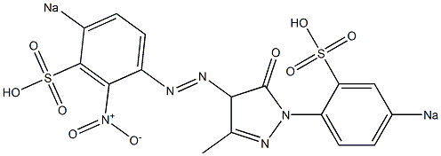 3-Methyl-4-(2-nitro-4-sodiosulfophenylazo)-1-(4-sodiosulfophenyl)-2-pyrazolin-5-one Struktur