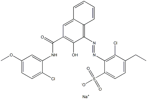 3-Chloro-4-ethyl-2-[[3-[[(2-chloro-5-methoxyphenyl)amino]carbonyl]-2-hydroxy-1-naphtyl]azo]benzenesulfonic acid sodium salt Struktur