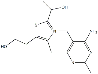 2-(1-Hydroxyethyl)-3-(2-methyl-4-aminopyrimidine-5-ylmethyl)-4-methyl-5-(2-hydroxyethyl)thiazole-3-ium Struktur