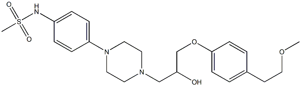 1-[4-[4-(Methylsulfonylamino)phenyl]-1-piperazinyl]-3-[4-(2-methoxyethyl)phenoxy]-2-propanol Struktur