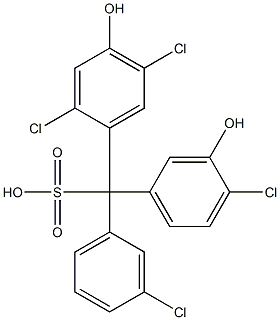 (3-Chlorophenyl)(4-chloro-3-hydroxyphenyl)(2,5-dichloro-4-hydroxyphenyl)methanesulfonic acid Struktur