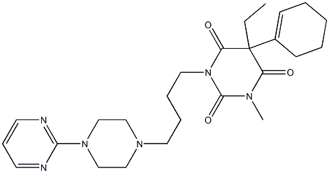 5-Ethyl-5-(1-cyclohexenyl)-1-methyl-3-[4-[4-(2-pyrimidinyl)-1-piperazinyl]butyl]pyrimidine-2,4,6(1H,3H,5H)-trione Struktur