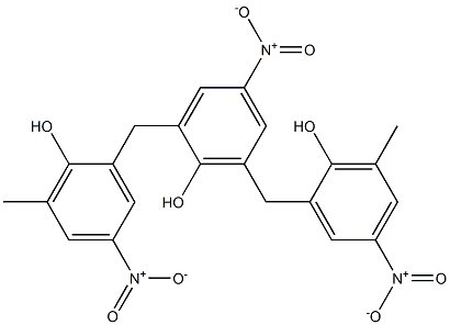 2,6-Bis(2-hydroxy-3-methyl-5-nitrobenzyl)-4-nitrophenol Struktur