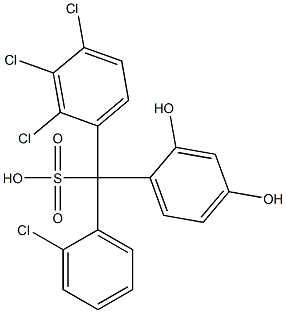 (2-Chlorophenyl)(2,3,4-trichlorophenyl)(2,4-dihydroxyphenyl)methanesulfonic acid Struktur