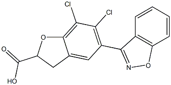 5-(1,2-Benzisoxazol-3-yl)-6,7-dichloro-2,3-dihydrobenzofuran-2-carboxylic acid Struktur