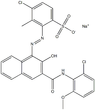 4-Chloro-3-methyl-2-[[3-[[(2-chloro-6-methoxyphenyl)amino]carbonyl]-2-hydroxy-1-naphtyl]azo]benzenesulfonic acid sodium salt Struktur