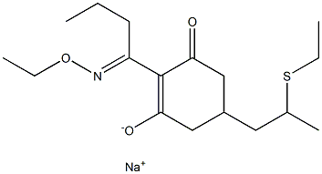 Sodium 2-[1-(ethoxyimino)butyl]-5-(2-ethylthiopropyl)-3-oxo-1-cyclohexene-1-olate Struktur