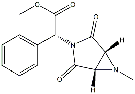 (R)-2-Phenyl-2-[(1S,5R)-2,4-dioxo-6-methyl-3,6-diazabicyclo[3.1.0]hexan-3-yl]acetic acid methyl ester Struktur