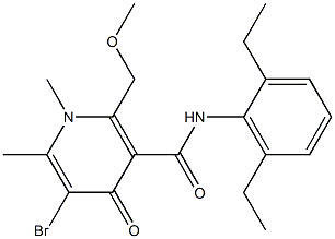 2-Methoxymethyl-5-bromo-1,4-dihydro-1,6-dimethyl-N-(2,6-diethylphenyl)-4-oxopyridine-3-carboxamide Struktur