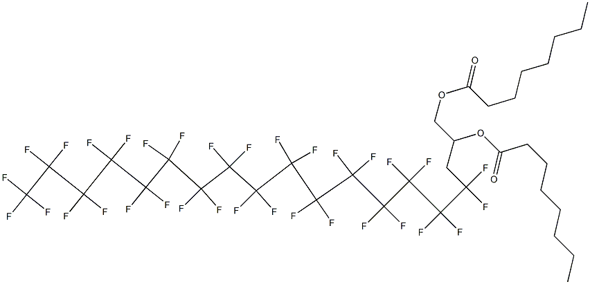 Dioctanoic acid 4,4,5,5,6,6,7,7,8,8,9,9,10,10,11,11,12,12,13,13,14,14,15,15,16,16,17,17,18,18,19,19,19-tritriacontafluoro-1,2-nonadecanediyl ester Struktur