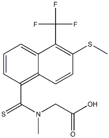 [N-Methyl-N-[thioxo[5-(trifluoromethyl)-6-methylthio-1-naphtyl]methyl]amino]acetic acid Struktur