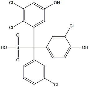 (3-Chlorophenyl)(3-chloro-4-hydroxyphenyl)(2,3-dichloro-5-hydroxyphenyl)methanesulfonic acid Struktur