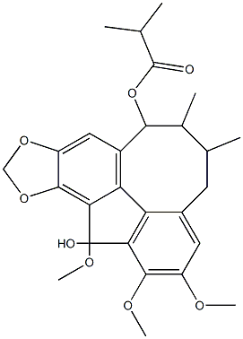 5,6,7,8-Tetrahydro-2,3,13-trimethoxy-6,7-dimethylbenzo[3,4]cycloocta[1,2-f][1,3]benzodioxole-1,8-diol 8-isobutyrate Struktur