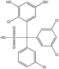 (3-Chlorophenyl)(3,5-dichlorophenyl)(2-chloro-3,5-dihydroxyphenyl)methanesulfonic acid Struktur