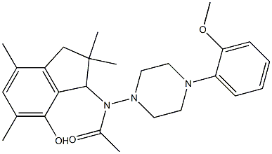 2,3-Dihydro-3-[[4-(2-methoxyphenyl)-1-piperazinyl]acetylamino]-2,2,5,7-tetramethyl-1H-inden-4-ol Struktur