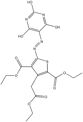 5-[(2,4,6-Trihydroxypyrimidin-5-yl)azo]-2,4-bis(ethoxycarbonyl)-3-thiopheneacetic acid ethyl ester Struktur