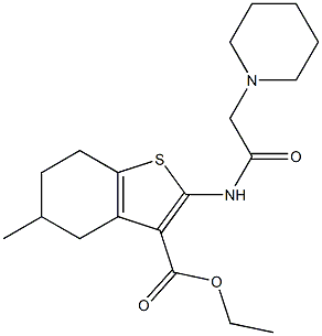 2-[(Piperidinoacetyl)amino]-4,5,6,7-tetrahydro-5-methylbenzo[b]thiophene-3-carboxylic acid ethyl ester Struktur