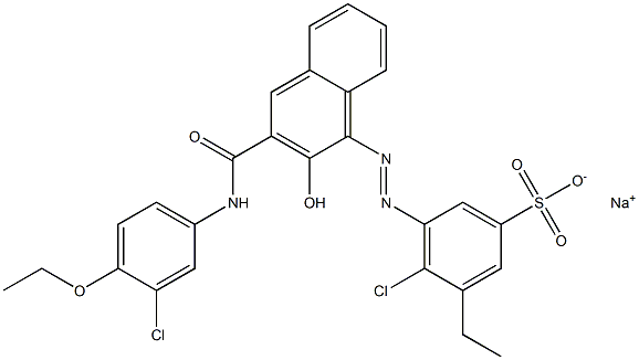 4-Chloro-3-ethyl-5-[[3-[[(3-chloro-4-ethoxyphenyl)amino]carbonyl]-2-hydroxy-1-naphtyl]azo]benzenesulfonic acid sodium salt Struktur