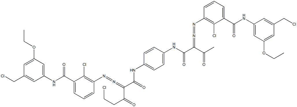 3,3'-[2-(Chloromethyl)-1,4-phenylenebis[iminocarbonyl(acetylmethylene)azo]]bis[N-[3-(chloromethyl)-5-ethoxyphenyl]-2-chlorobenzamide] Struktur