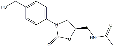 (5R)-5-Acetylaminomethyl-3-[4-hydroxymethylphenyl]oxazolidin-2-one Struktur