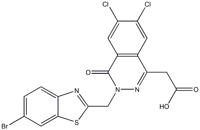 3-[(6-Bromo-2-benzothiazolyl)methyl]-6,7-dichloro-3,4-dihydro-4-oxophthalazine-1-acetic acid Struktur