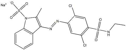 3-[[2,5-Dichloro-4-(ethylaminosulfonyl)phenyl]azo]-2-methyl-1H-indole-1-sulfonic acid sodium salt Struktur