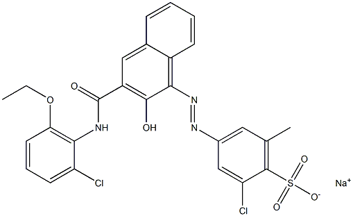 2-Chloro-6-methyl-4-[[3-[[(2-chloro-6-ethoxyphenyl)amino]carbonyl]-2-hydroxy-1-naphtyl]azo]benzenesulfonic acid sodium salt Struktur