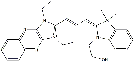 1,3-Diethyl-2-[3-[[2,3-dihydro-1-(2-hydroxyethyl)-3,3-dimethyl-1H-indol]-2-ylidene]-1-propenyl]-1H-imidazo[4,5-b]quinoxalin-3-ium Struktur