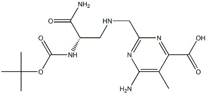 6-Amino-2-[[(S)-2-(tert-butoxycarbonylamino)-2-carbamoylethylamino]methyl]-5-methylpyrimidine-4-carboxylic acid Struktur