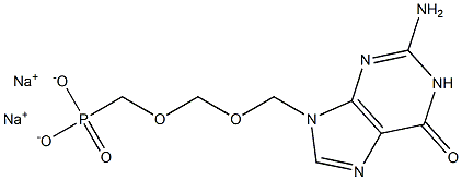 [[[(2-Amino-1,9-dihydro-6-oxo-6H-purin)-9-yl]methoxy]methoxy]methylphosphonic acid disodium salt Struktur