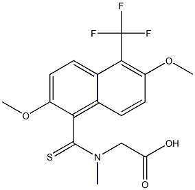 [N-[[2,6-Dimethoxy-5-trifluoromethyl-1-naphthalenyl]thiocarbonyl]-N-methylamino]acetic acid Struktur