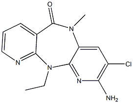 5,11-Dihydro-2-amino-3-chloro-11-ethyl-5-methyl-6H-dipyrido[3,2-b:2',3'-e][1,4]diazepin-6-one Struktur