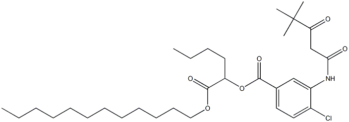 3-(4,4-Dimethyl-3-oxovalerylamino)-4-chlorobenzoic acid 1-(dodecyloxycarbonyl)pentyl ester Struktur