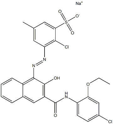 2-Chloro-5-methyl-3-[[3-[[(4-chloro-2-ethoxyphenyl)amino]carbonyl]-2-hydroxy-1-naphtyl]azo]benzenesulfonic acid sodium salt Struktur