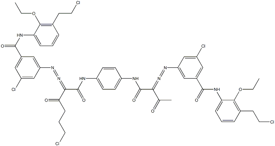 3,3'-[2-(2-Chloroethyl)-1,4-phenylenebis[iminocarbonyl(acetylmethylene)azo]]bis[N-[3-(2-chloroethyl)-2-ethoxyphenyl]-5-chlorobenzamide] Struktur