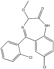 7-Chloro-5-(2-chlorophenyl)-3-methoxy-1H-1,4-benzodiazepin-2(3H)-one Struktur