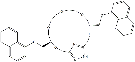 (4R,14R)-4,14-Bis(1-naphthalenyloxymethyl)-3,6,9,12,15-pentaoxa-18,19,20-triazabicyclo[15.2.1]icosa-1(20),17-diene Struktur