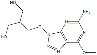 2-Amino-6-methoxy-9-(3-hydroxy-2-hydroxymethylpropyloxy)-9H-purine Struktur