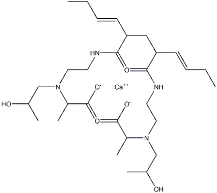 Bis[2-[N-(2-hydroxypropyl)-N-[2-(5-octenoylamino)ethyl]amino]propionic acid]calcium salt Struktur