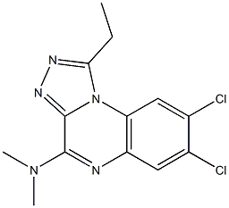 7,8-Dichloro-4-dimethylamino-1-ethyl[1,2,4]triazolo[4,3-a]quinoxaline Struktur