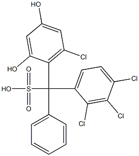 (6-Chloro-2,4-dihydroxyphenyl)(2,3,4-trichlorophenyl)phenylmethanesulfonic acid Struktur